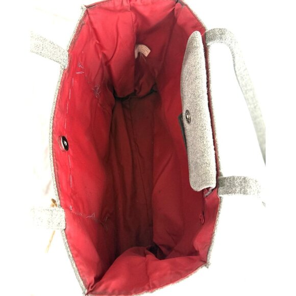 J. Ferrar Gray & Red Wool Tote Bag With Southwestern Woven Accent & Snap Closure - Picture 3 of 7